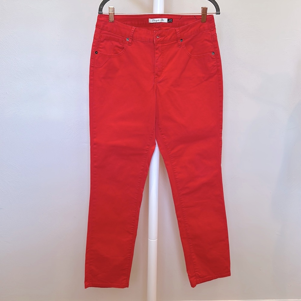 Christopher Blue Mid-Rise Sophia Skinny Jeans | Coral Color - Women’s 12